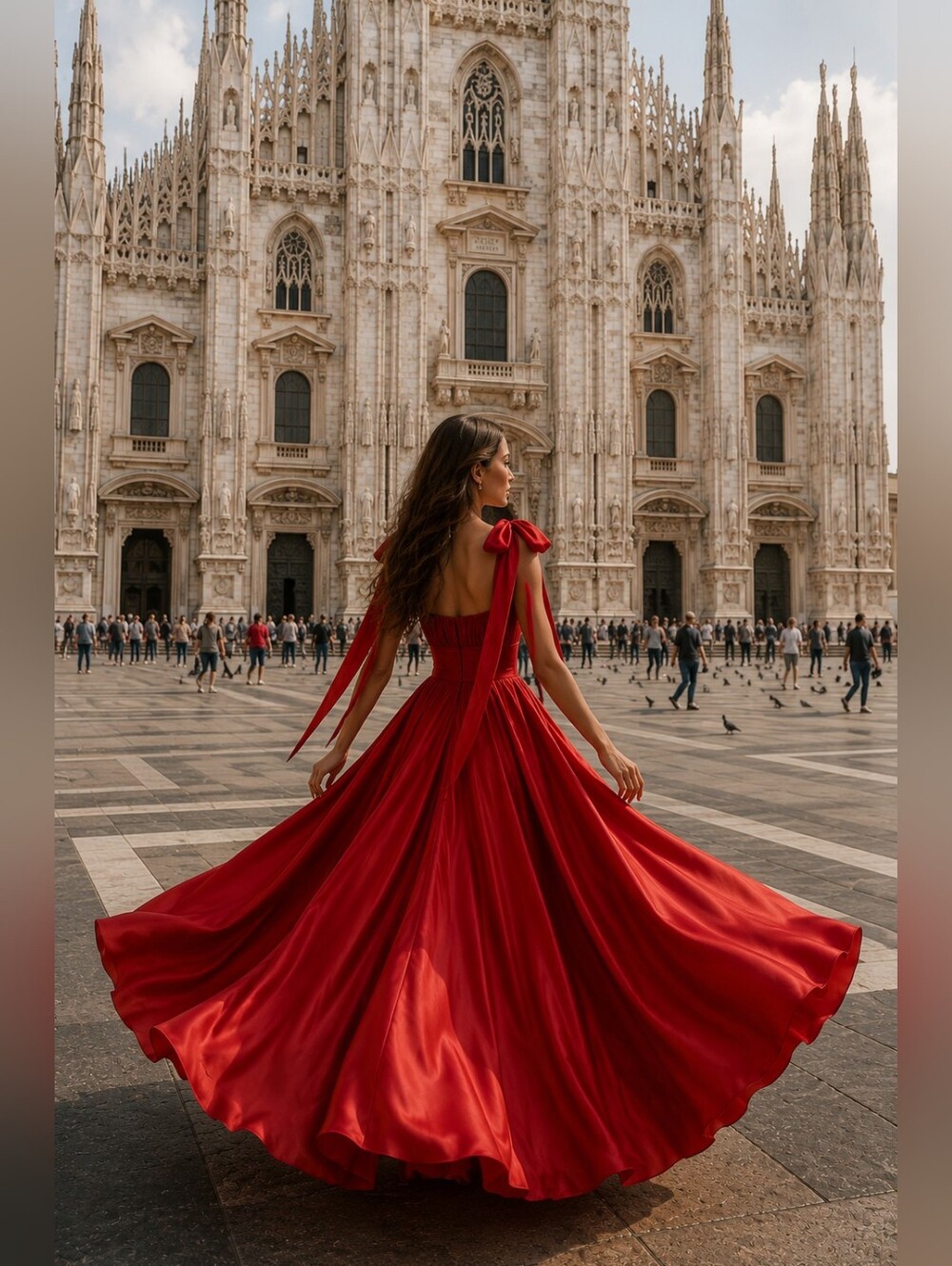 Cinderella Divine Red Bow Tie Shoulder Strap Maxi Dress